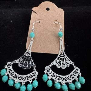 Silver and Turquoise Chandelier Earrings